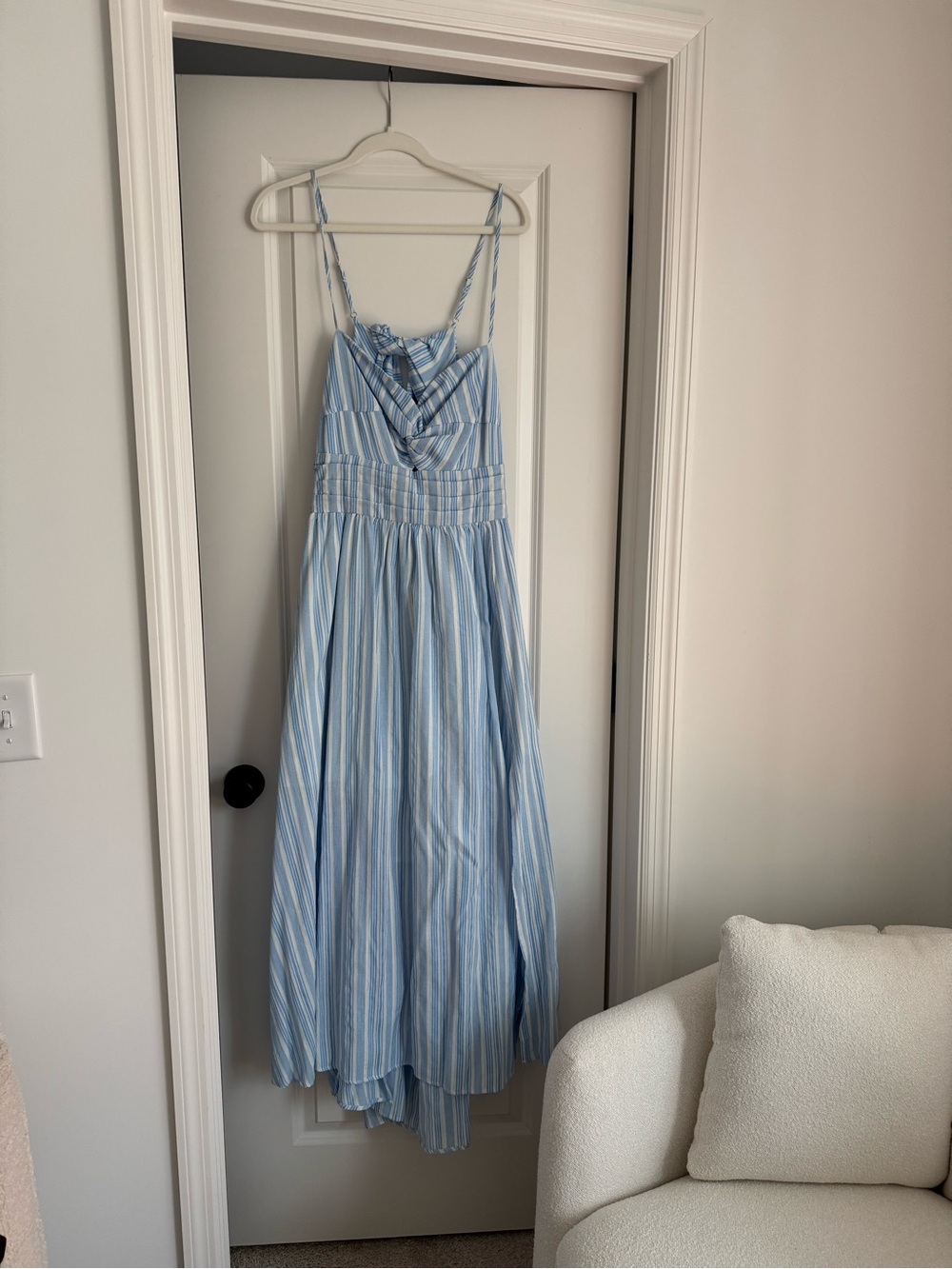 ARULA Blue and White Striped Maxi Dress